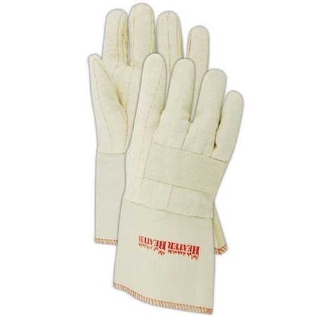 Magid Textile Gloves, Cotton, Gauntlet Cuff Natural, L, 12 PK 398KGT